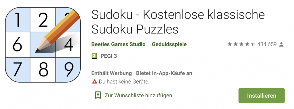 Spielbeschreibung von Sudoku